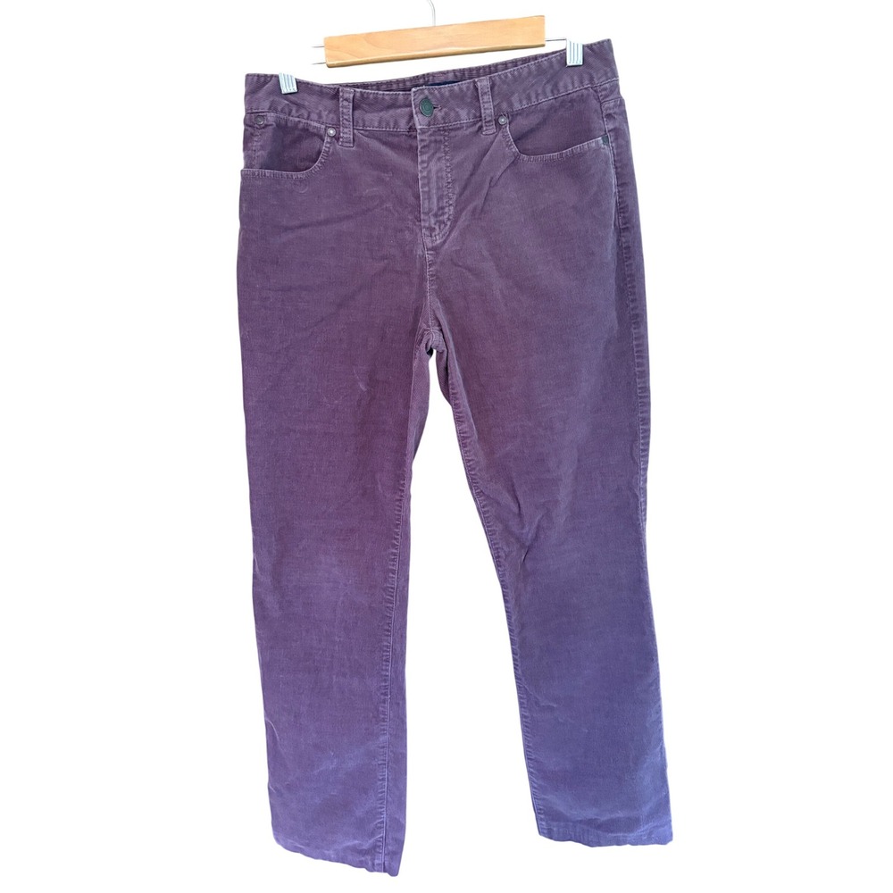 Talbots Purple Corduroy Pants Womens 8L Straight Leg Fine Wale Stretch 5-Pocket